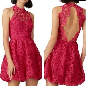 Saylor Pink Amari Lace Mini Dress Size Small